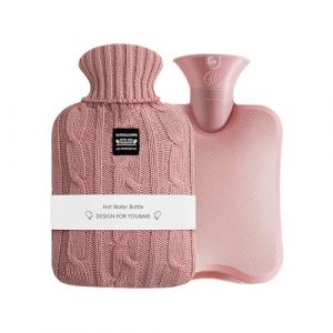 OliviaLiving Bouillotte de 2 litres - Chauffe et réfrigérant - Avec housse tricotée pour soulager la douleur - Thérapie par le chaud et le froid (OLIVIA LIVING, neuf)