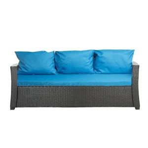 Setgarden® Coussin d'extérieur pour banc de jardin en rotin synthétique - Coussin d'extérieur - Pour balancelle - Bleu - 160 x 50 x 50 cm (setgarden, neuf)