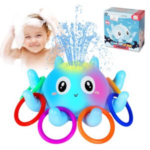 TAVADA Jouets de Bain Bébé,Jouets de Douche Pieuvre avec Lampe et 11PCS Lancer D'anneaux,Lnduction Automatique,Jouet d'Arroseur d'eau Pieuvre,Baignoire Piscine Jouets de Bain Interactifs pour Bébé (HADALA YYDS Kft., neuf)