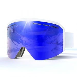 JQF Gear Masque de Ski,YH359 Lunettes de Ski OTG pour Unisexes Ajustables Taille Anti-UV Anti Bu&eacute;e Anti-Poussi&egrave;re Coupe-Vent Lunettes de Snowboard pour Sports Hiver (05-REVO Bleu/Blanc VLT 19%) (Masontex Motor Gear, neuf)