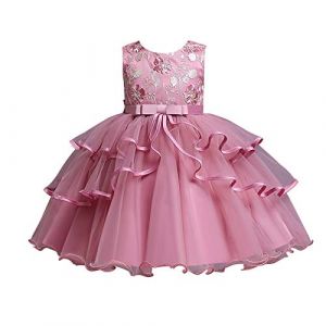 Robe pour enfant en dentelle Princesse Cosplay Party Robe de soir&eacute;e tout-petit sans manches V&ecirc;tements et jupe, Rose rouge, 3-4 ans (2shiqiaoMY, neuf)