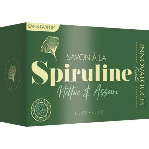 Savon Assainissant à la spiruline 100gr Innovatouch Cosmetic - Hydrate & antioxydant & assainissant - peaux sensibles (La Malle Au Trésor, neuf)
