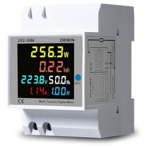 DeWin Compteur d'&eacute;lectricit&eacute; Num&eacute;rique, Compteur d'&eacute;nergie Monophas&eacute; Courant Tension Puissance KWH Compteur 6 en 1 Compteur d'&eacute;nergie avec &eacute;cran LCD AC 40-300V 0-100A (Dewinshop, neuf)
