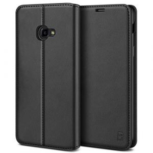 BEZ® Coque pour Xcover 4S, Etui Housse pour Samsung Xcover 4 en Cuir Premium Flip Case Portefeuille, à Rabat avec Porte-Cartes de Crédit, Fermeture Magnétique, Noir (TheBlingZ., neuf)