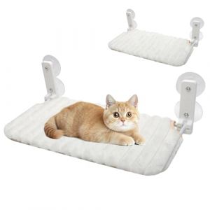 Perchoir de fen&ecirc;tre pour chat pliable avec housse amovible et r&eacute;versible &ndash; Hamac pour chat avec armature en acier stable &ndash; Maintien jusqu'&agrave; 18 kg (Hanliyang, neuf)