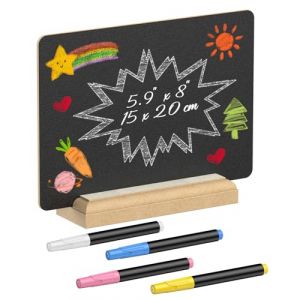 Uniclife Panneau d'ardoise avec Support et Marqueurs 15 cm × 20,3 cm Double Face en Bois pour Tables Tableau à Messages Réutilisable Panneau Menu pour mariage Restaurant Présentation de Nourriture (Dinglang, neuf)