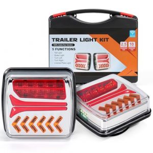 Fxlpower 2 Pi&egrave;ces Feux de Remorques LED avec 4 Fonctions Base Aimant&eacute; Sans Fil, IP67 Feu Arriere led avec prise 7 broches Pour Charrues Remorques Bateaux Caravanes Tout-terrain camion (FXLING EU, neuf)
