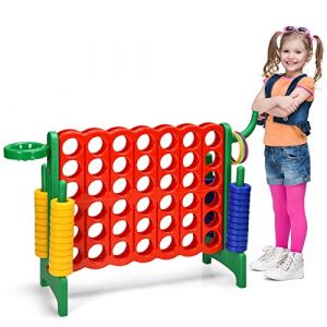GOPLUS Puissance 4 G&eacute;ant,Jeu de Soci&eacute;t&eacute; Puissance 4 avec 42 Anneaux et Curseurs pour Red&eacute;marrage Rapide, Jeu de Strat&eacute;gie pour Enfants 84 x 33 x 79 cm, Vert (Augenstern24, neuf)