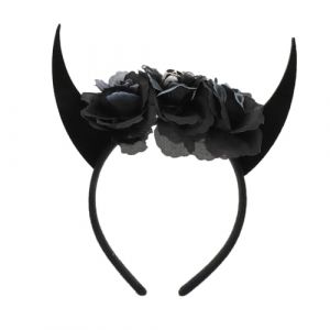 HAMPPLIES Bandeau Cornes de Buffle Halloween avec Cr&acirc;ne Accessoire Cosplay et Confortable D&eacute;coration T&ecirc;te D&eacute;mon pour F&ecirc;te et (Chfaan, neuf)