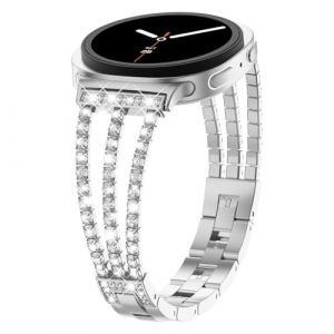 WoPail Bracelet &agrave; strass pour Samsung Galaxy Watch 8 40mm 44mm, Femmes Bracelet M&eacute;tallique &Eacute;clatant et Brillante de Remplacement pour Samsung Galaxy Watch 8 Classic 46mm - Argent (WoPail, neuf)