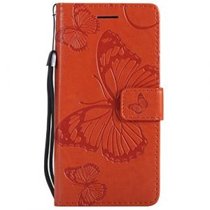 DENDICO Coque pour Galaxy A3 2016, Papillon Imprimé PU en Cuir Coque Magnétique Portefeuille TPU Étui Housse pour Samsung Galaxy A3 2016 - Orange (DENDICO, neuf)