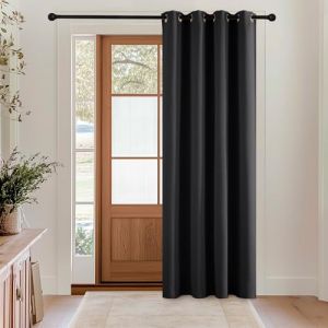 KGORGE Rideau Occulant Isolation Thermique Anti Froid et Chaleur, Rideaux Porte pour Enfants/Adultes avec Œillets, Decoration Maison Chambre Fenetre, L140xH180 CM, Noir, 1 PC (KGORGEHOME, neuf)