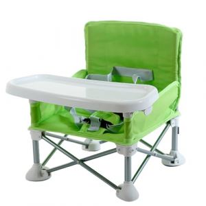 cfpqv Chaise de camping pour bébé - Chaise haute pliable pour bébé - Siège rehausseur de voyage portable avec plateau à manger et sangles - Chaise de voyage pour bébé de 3 à 36 mois - Vert - Taille (DONG qingyi, neuf)