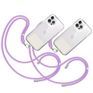 TBOC 2X Cordon Universel pour Mobile [Mauve] avec Patch de Fixation [Blanc Ice] et Sangle de Suspension Amovible Réglable et Résistante Compatible avec Toutes les Marques Téléphone Mode Accessoires (THE BIG OUTLET COMPANY, neuf)
