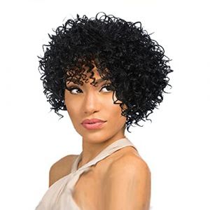 Perruque Afro Boucl&eacute;e Noire Courte Lace Front Wig Human Hair Perruque Femme Naturelle Br&eacute;silien Boucl&eacute;e Courte (Corlidea, neuf)