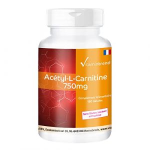 Acétyl-L-Carnitine hautement dosé - 750mg par gélule - végan - 180 gélules | Vitamintrend® (Vitamintrend, neuf)