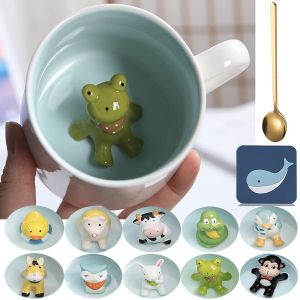 Arawat Mug grenouille 3D avec figurine de grenouille &agrave; l'int&eacute;rieur 350 ml avec cuill&egrave;re Cadeau mignon pour petit ami Unisexe Unisexe (TianMeng FR, neuf)