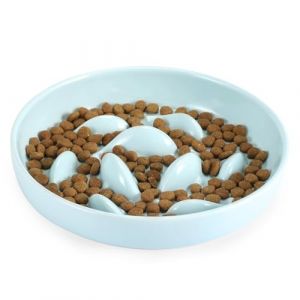 IDOGCHEW Gamelle Anti Glouton C&eacute;ramique Chat, Assiette R&eacute;gime Anti Vomissement pour Chat Glouton, Bol Plat pour Chaton Alimentation Lente, Rond, Vert Clair (IDOGCHEW, neuf)