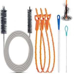 Lot de 6 Deboucheur Canalisation,Furet Deboucheur WC, Professionnel Furet Plomberie Deboucheur Douche Sonde de debouchage Brosse de Nettoyage Réutilisable pour le Nettoyage des Tuyaux (TERRYEARHOMELTD, neuf)