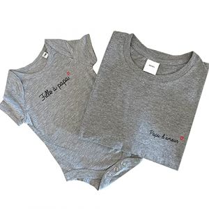 DSTNY Ensemble T-shirt adulte Homme et Body pour b&eacute;b&eacute; Fille &agrave; papa et Papa d'amour Gris XL et 12-18 mois (DSTNY, neuf)