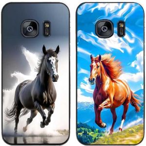 Lot de 2 coques en gel silicone TPU pour Samsung Galaxy S7 Motif cheval au galop (Mobile_Lover, neuf)
