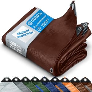 KARAT - Bâche de Protection - Tarpaulin étanche, résistant à la déchirure - Bâche avec Oeillets Inoxydable - Couverture extérieure pour travaux - Epaisse densité 80 g/m², Brun 8x14 m (Velvet Trading, neuf)