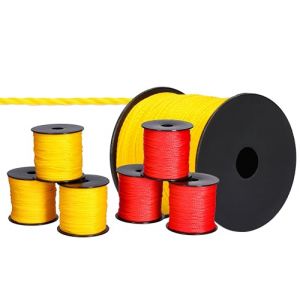 ToolSpace 6x Cordeau de maçon 100m x 1.6mm - 3x Jaune, 3x Rouge Ficelle de Construction, d'alignement Soie de polypropylène - Fil de Maçon Ligne de Guidage, de Plomb, Pavage d'épaisseur Cordon de Pose (ToolSpace, neuf)