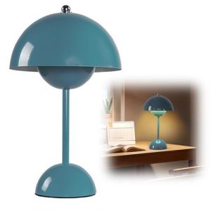 DASIAUTOEM Lampe Champignon, Lampe de Table Sans Fil, Portable Entièrement Graduable, Macaron de Table Tactile avec 3 Modes de Luminosité, Lampe de Chevet Rétro (Bleu) (DASIAUTOEM-EU, neuf)