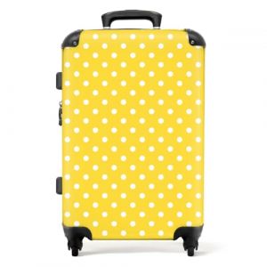 NoBoringSuitcases.com&reg; Valises Grandes Tailles legeres, Bagages en soutes Avion 20-23kg, Moyenne, 65-75 cm rigides, 4 Roues pivotantes &agrave; 360 degr&eacute;s, Poign&eacute;e t&eacute;lescopique, Points sur Fond Jaune (NoBoringSuitcases, neuf)