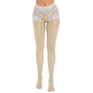 G&eacute;n&eacute;rique Collants Femme Ouvert Trou Entrejambe Brillants Collant Sexy El&eacute;gant Femme Chaussettes Collant avec Jarretelle Bas Hauts de Cuisse (qieycgd, neuf)