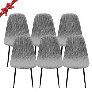 Jaotto Housse de Chaise Scandinave Lot de 6, Housse de Chaise de Salle à Manger Scandinaves Extensible,Jacquard Diagonal Couverture de Chaise Élastique Universel pour Décoration de Maison,Gris Pâle (Jaotto, neuf)