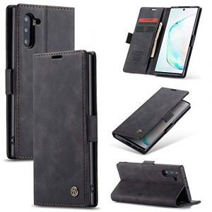 Phernykas Coque pour Samsung Galaxy Note 10 (Pas Compatible S10) Portefeuille &Eacute;tui, Housse Flip en Cuir PU Protection Pochette Wallet Case, [Magn&eacute;tique] [RFID] Note 10 Porte Carte Cover, Noir (Phernykas, neuf)