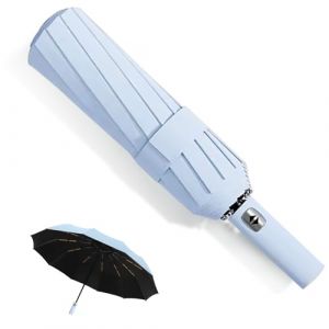 MPXEAVG Grand Parapluie, Parapluie Pliant Solide à 60 Baleines, Parapluie Noir, Parapluie Automatique, Parapluie Resistant vent Fort, Ouverture et Fermeture Automatiques (Bleu ciel) (MXSTORY, neuf)