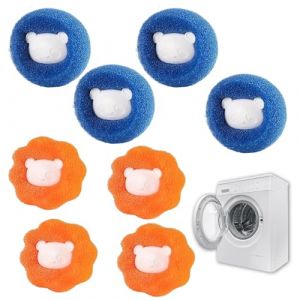 8 Pièces Attrape Poils Machine a Laver, Boule Anti Poils Machine a Laver Balle de Lavage Anti Poils Réutilisable Ramasse Poils Animaux Machine a Laver Réduire l'enchevêtrement Boule Lessive (pidouyushangmao, neuf)