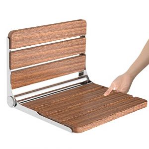 Heuffe Siege de Douche Mural Rabattable，Tabouret de Douche Pliable Mural，Chaise De Douche Antid&eacute;rapante pour Handicap&eacute; Personnes &acirc;g&eacute;es 200kg，Bois (Longway-Heuffe, neuf)