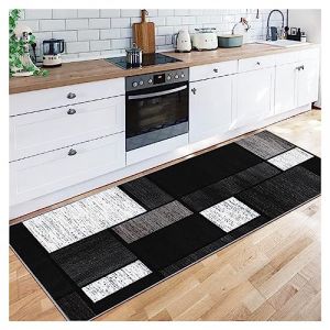 Siunwdiy Gris Noir Tapis de Passage 40X300CM Cuisine Antidérapant Tapis D'allée, Tapis Dégradé Patchwork Moderne, Décoratif Tapis de Sol pour Cuisine Couloir Hôtel Chambre (fuying shop, neuf)
