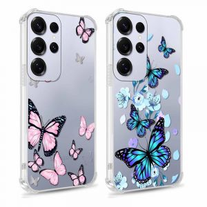 Xylota 2 Pi&egrave;ces Coque pour Samsung Galaxy S25 Ultra 5G 6,8", Transparente &Eacute;tui avec Aesthetic Motif Papillon, Souple Silicone Mince TPU Housse Antichoc Filles Femmes Case Cover pour Samsung S25 Ultra (AMCREST HOLDINGS, neuf)