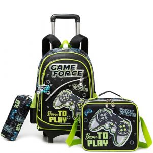 HTgroce Cartable a Roulette Gar&ccedil;on, Cartables Scolaire Trolley Bag Sac &agrave; Dos avec roulettes Cartable Ensemble de Sac de Voyage pour L'&eacute;cole CP CE1 CE2 (Lldaily EUR, neuf)