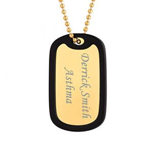 Custom4U Plaques Militaires Personnalisable Homme Or Military Dog Tag À Graver avec Chaine de l'Armée Maille Boule 60cm Pendentif Silencieux Acier Inoxydable Cadeau Militaire pour Hommes Garçons (Custom4U Store, neuf)