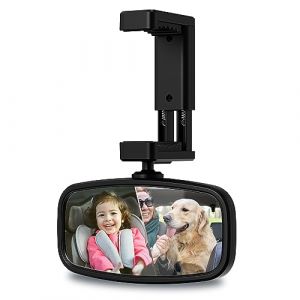 Miroir Voiture Bébé Retroviseur, Retroviseur Voiture Bebe Clipser L'avant au de la Voiture, Rotation à 360°Miroir en Verre, pour Voiture Sécurité Sièges Arrière (12.9 * 6.5cm) (HUANQIU-EU, neuf)