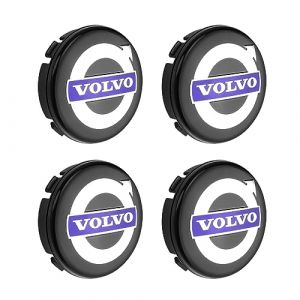 JANDH Cache Moyeu 64mm, 4 Pièces Capuchon de Moyeu Volvo, ABS Enjoliveurs de Voiture en avec Logo, Fixation avec Quatre Clips, adaptée aux Enjoliveurs Volvo (FINELYCR, neuf)