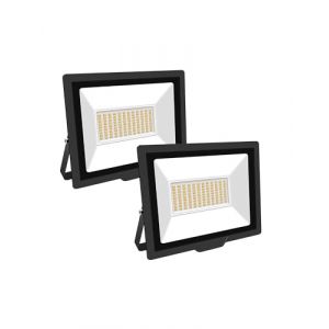 SKYWORLD 75W Projecteur LED Extérieur 2 pièce,7500LM Projecteur LED IP67 Etanche Spot LED Extérieur,6000K Blanc Chaud Projecteur Exterieur LED,Projecteur Extérieur pour Cour Jardin Garage Terrasse (FSYP, neuf)