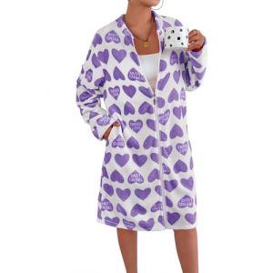 ORANDESIGNE Peignoir de Bain Femme Court Robe de Chambre Polaire Peignoir Polaire Peignoirs Hiver Robe Peluche avec Fermeture &eacute;clair C Violet XL (ORANNER EU, neuf)