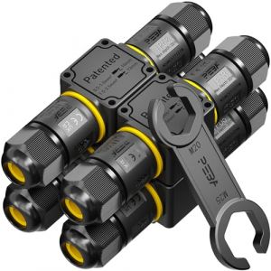 PEBA Connecteurs de C&acirc;bles &Eacute;tanches IP68 - Bo&icirc;te de jonction 2 voies - 3 Fils - Raccord ext&eacute;rieur &eacute;tanche pour jardin - D&eacute;rivation de c&acirc;ble 4-12mm - Bo&icirc;tier &eacute;lectrique ext&eacute;rieur &eacute;tanche et s&eacute;curis&eacute; (PEBA-EU, neuf)