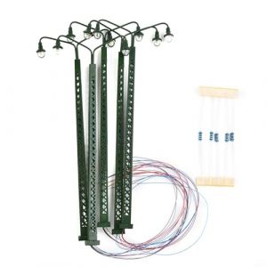 TONIXY Lot de 5 lampadaires de chemin de fer, mod&egrave;les de feux de chemin de fer, jauge de m&acirc;t de lumi&egrave;re en treillis H0 LED 3 V 20 MA, accessoires de train de construction en m&eacute;tal (Liyimeily, neuf)