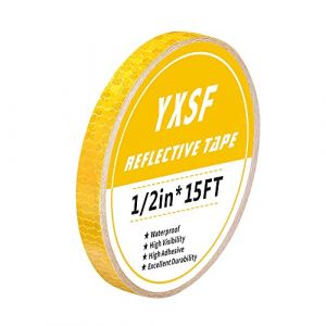 YXSF Ruban R&eacute;fl&eacute;chissant Jaune 1.2cm x 4.5m, Auto-adh&eacute;sif Fort Imperm&eacute;able, Ruban de S&eacute;curit&eacute; avec Haute Visibilit&eacute; Nocturne pour V&eacute;hicules, V&eacute;los et Ext&eacute;rieur R&eacute;sistant (Hongpeng, neuf)