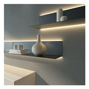 LXHONG 1 &Eacute;tag&egrave;re Murale Flottante en M&eacute;tal. avec &Eacute;clairage LED Int&eacute;gr&eacute; pour La Salle De Bain du Salon du Comptoir De La Barre D'entr&eacute;e, &Eacute;tag&egrave;re Rustique Moderne (Couleur : Zwart, Taille : 100x20x6cm (Mei Ma-DE Sao Wo cplm, neuf)