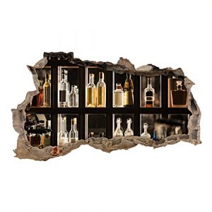 Sticker mural, 3D, pour chambre &agrave; coucher ou salon, motif de villes et paysage, h x l : 60 x 100 cm, (WL62 bar) (Finest-Folia, neuf)