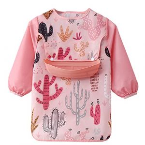 FEOYA Tablier B&eacute;b&eacute; Repas Manches Longues Bavoir Etanche Enfant Tablier d'Alimentation Jeu Peinture Fille Gar&ccedil;on pour &Eacute;cole Maternelle Cactus 4-5 ans (JINWEIEU (livraison sous 5-12 jours), neuf)