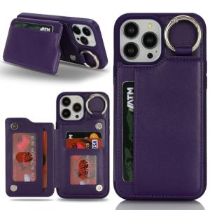 Ｈａｖａｙａ Coque pour iPhone 13 Pro Max avec Porte Carte Etui f&uuml;r iPhone 12 Pro Max avec Mousqueton Porte cl&eacute; Porte Monnaie Femme Cuir Housse - Violet fonc&eacute; (HuaJie-Tech, neuf)